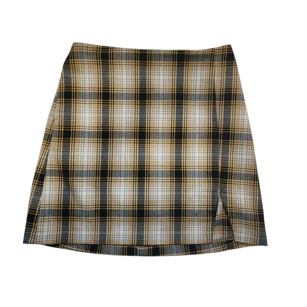 Urban Outfitters Plaid Mini Skirt Yellow Black Fall School Girl Pencil Small